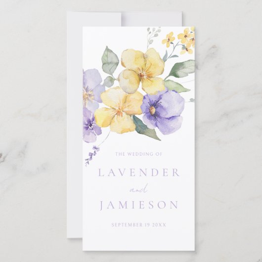Lavendel & Sunshine Bloemen Huwelijksprogramma (Voorkant)
