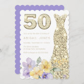 Lavendel & Sunshine Gold Gown 50ste verjaardagsfee Kaart (Voorkant / Achterkant)