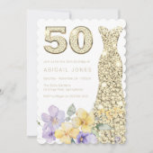 Lavendel & Sunshine Gold Gown 50ste verjaardagsfee Kaart (Voorkant)