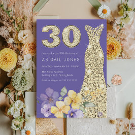 Lavendel & Sunshine Gouden Gown 30ste Verjaardagsf Kaart