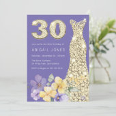 Lavendel & Sunshine Gouden Gown 30ste Verjaardagsf Kaart (Staand voorkant)