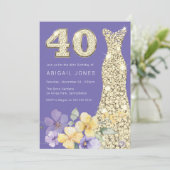 Lavendel & Sunshine Gouden Gown 40ste Verjaardagsf Kaart (Staand voorkant)