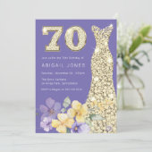 Lavendel & Sunshine Gouden Gown 70ste Verjaardagsf Kaart (Staand voorkant)
