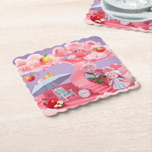 Lavendel Surreal Roze Onderzetter Set (Gebogen)