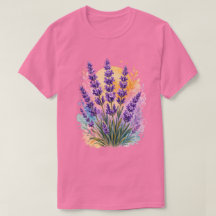 Lavendel Tak Waterverf Bloemen T-shirt