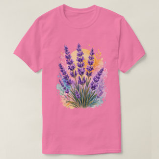 Lavendel Tak Waterverf Bloemen T-shirt