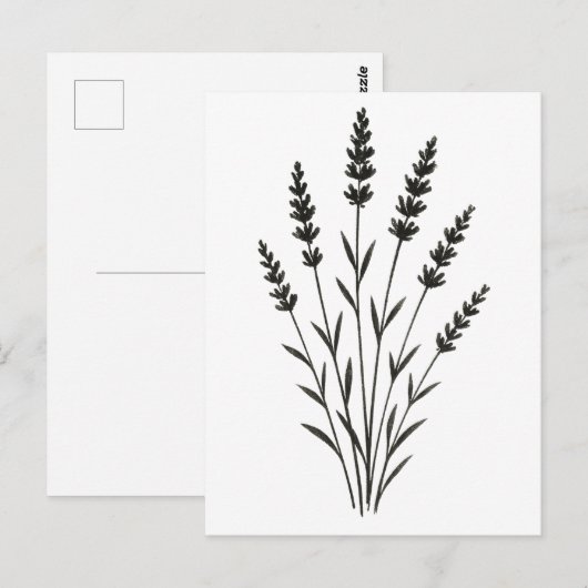 Lavendel Takjes – Minimalistisch Botanisch Ontwerp Briefkaart (Voorkant / Achterkant)