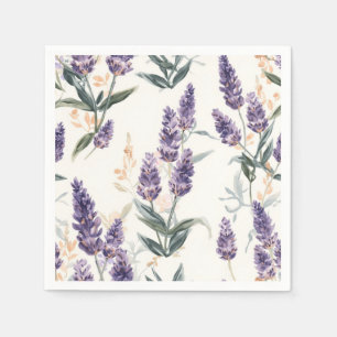 Lavendel Takjes Waterverf Botanisch Paars Bloemmot Servet