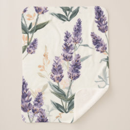 Lavendel Takjes Waterverf Botanisch Paars Bloemmot Sherpa Deken