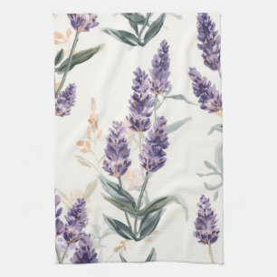 Lavendel Takjes Waterverf Botanisch Paars Bloemmot Theedoek