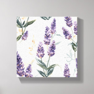Lavendel Takjes Waterverf Botanisch Paars Bloemstu Canvas Afdruk