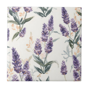 Lavendel Takjes Waterverf Botanisch Paars Bloemstu Tegeltje