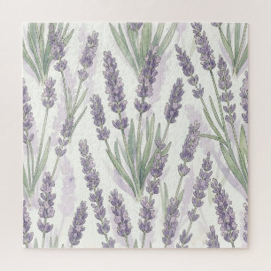 Lavendel Takjes Waterverf Botanisch Patroon Legpuzzel