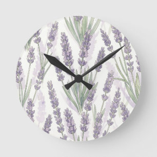 Lavendel Takjes Waterverf Botanisch Patroon Ronde Klok