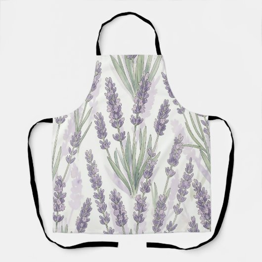 Lavendel Takjes Waterverf Botanisch Patroon Schort (Voorkant)
