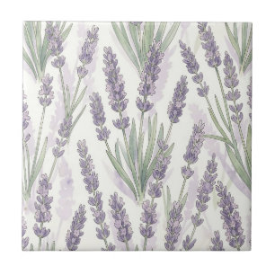 Lavendel Takjes Waterverf Botanisch Patroon Tegeltje