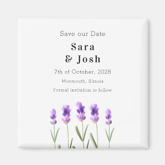 Lavendel Takken Save the Date Magneet (Voorkant)
