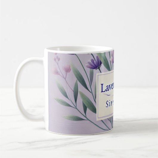 Lavendel Tea AI kunst Koffiemok (Links)