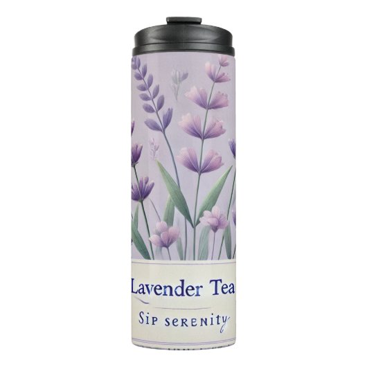 Lavendel Tea Design AI kunst Thermosbeker (Voorkant)