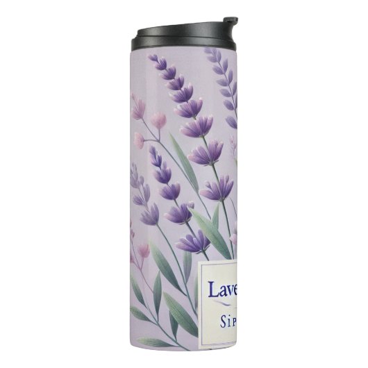 Lavendel Tea Design AI kunst Thermosbeker (Gedraaid links)