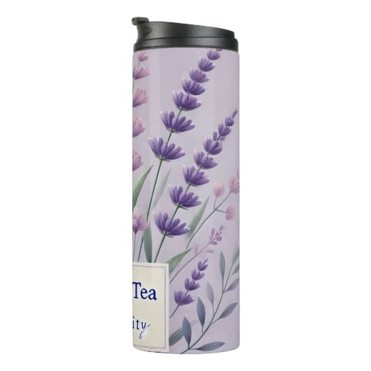 Lavendel Tea Design AI kunst Thermosbeker (Geroteerd rechts)
