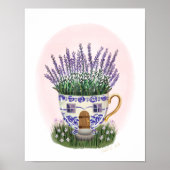Lavendel Teacup Cottage Art Print (Voorkant)