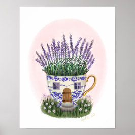 Lavendel Teacup Cottage Art Print
