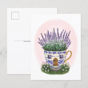 Lavendel Teacup Cottage Briefkaart
