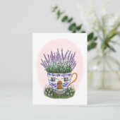 Lavendel Teacup Cottage Briefkaart (Staand voorkant)