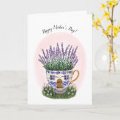 Lavendel Teacup Cottage Moederdag Kaart (Gele Bloem)