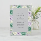 Lavendel Teal Ranunculus Eucalyptus Bruiloft Kaart (Staand voorkant)