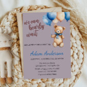 Lavendel teddybeer Baby shower uitnodiging