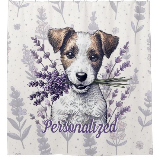 Lavendel Terrier Liefde Douchegordijn (Voorkant)