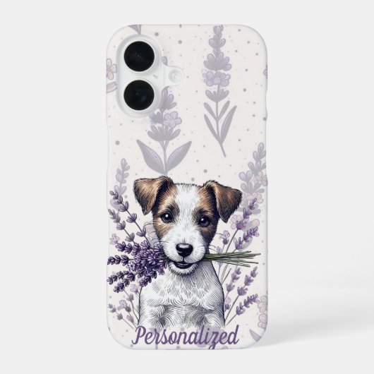Lavendel Terrier Liefde iPhone 16 Hoesje (Achterkant)