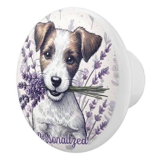 Lavendel Terrier Liefde Keramische Knop (Rechts)