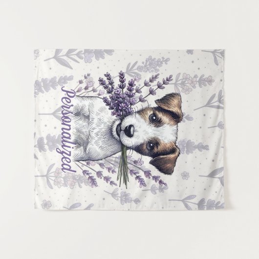 Lavendel Terrier Liefde Wandkleed (Voorkant (horizontaal))