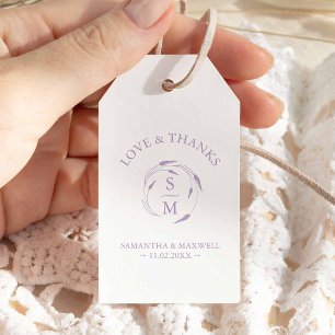 Lavendel-thema Favor Tags Monogram Crest Cadeaulabel