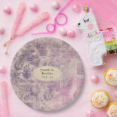 Lavendel Tijdelijke Damast Bruiloft Papieren Bordje (Feest)