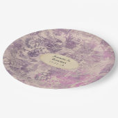 Lavendel Tijdelijke Damast Bruiloft Papieren Bordje (Gekanteld)