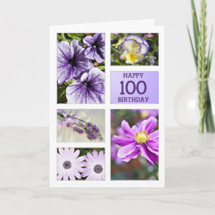 Lavendel tinten bloemen 100ste verjaardagskaart kaart