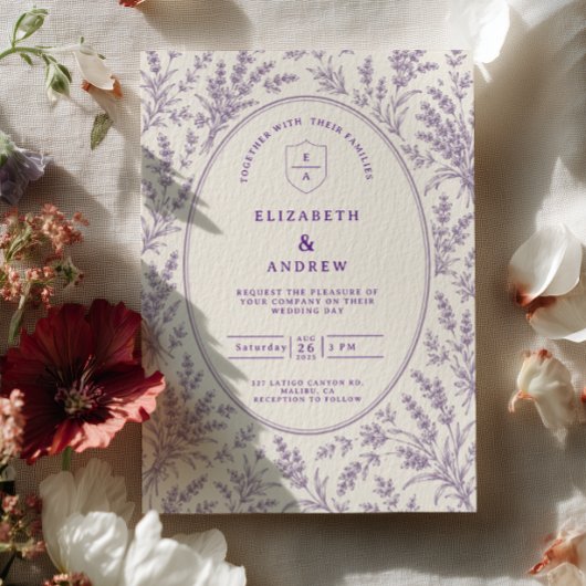 Lavendel Toile Bruiloft Kaart