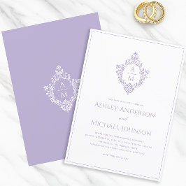 Lavendel Topmonogram Vintage Elegant Trouwfeest Kaart