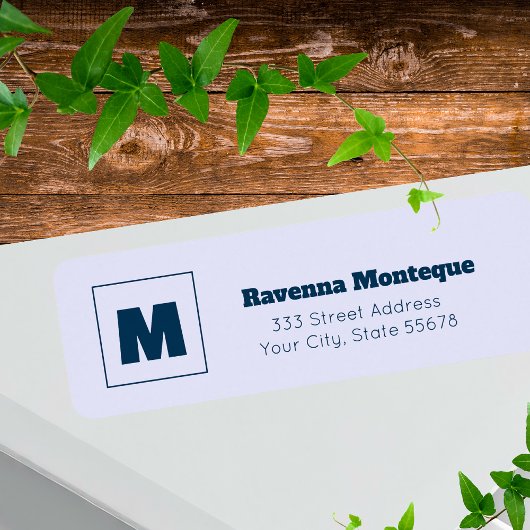Lavendel Trendy Gepersonaliseerde Monogram Letter Etiket