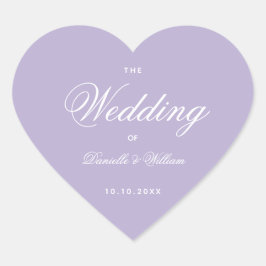 Lavendel Trouw Simple Elegante Script Paars Hart Sticker