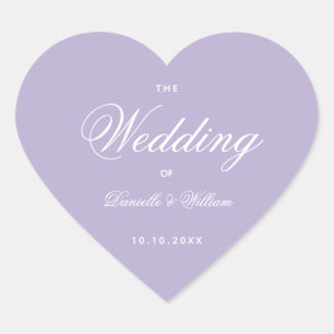 Lavendel Trouw Simple Elegante Script Paars  Hart Sticker