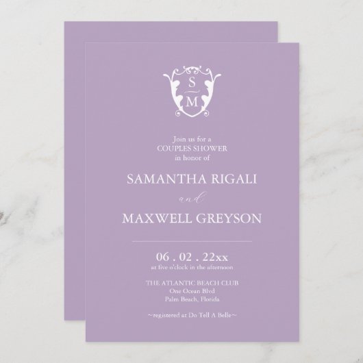 Lavendel Trouwdouche Uitnodigingen voor paren (Voorkant / Achterkant)