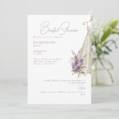 Lavendel trouwjurk bruids douche uitnodiging (Staand voorkant)