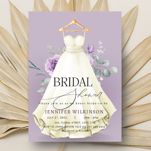 Lavendel Trouwjurk Vrijgezellenfeest Kaart