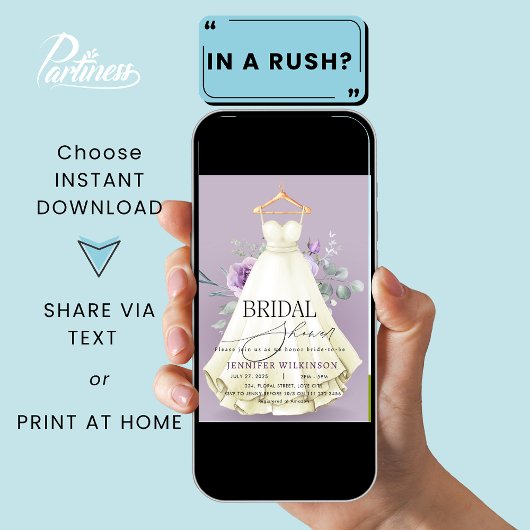 Lavendel Trouwjurk Vrijgezellenfeest Kaart