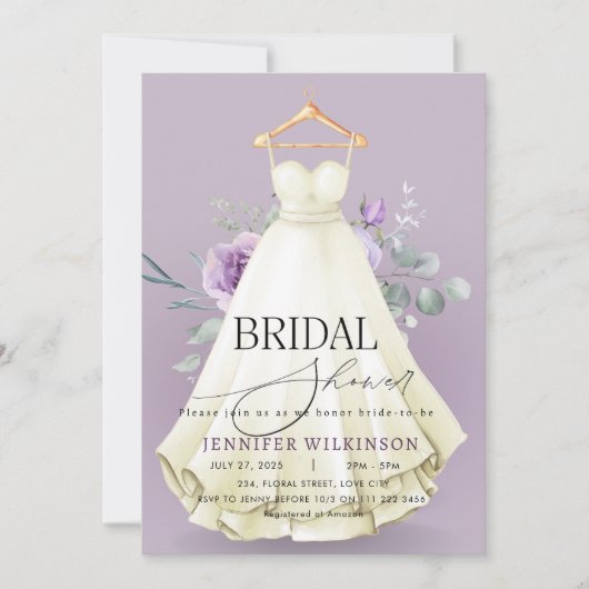 Lavendel Trouwjurk Vrijgezellenfeest Kaart (Voorkant)